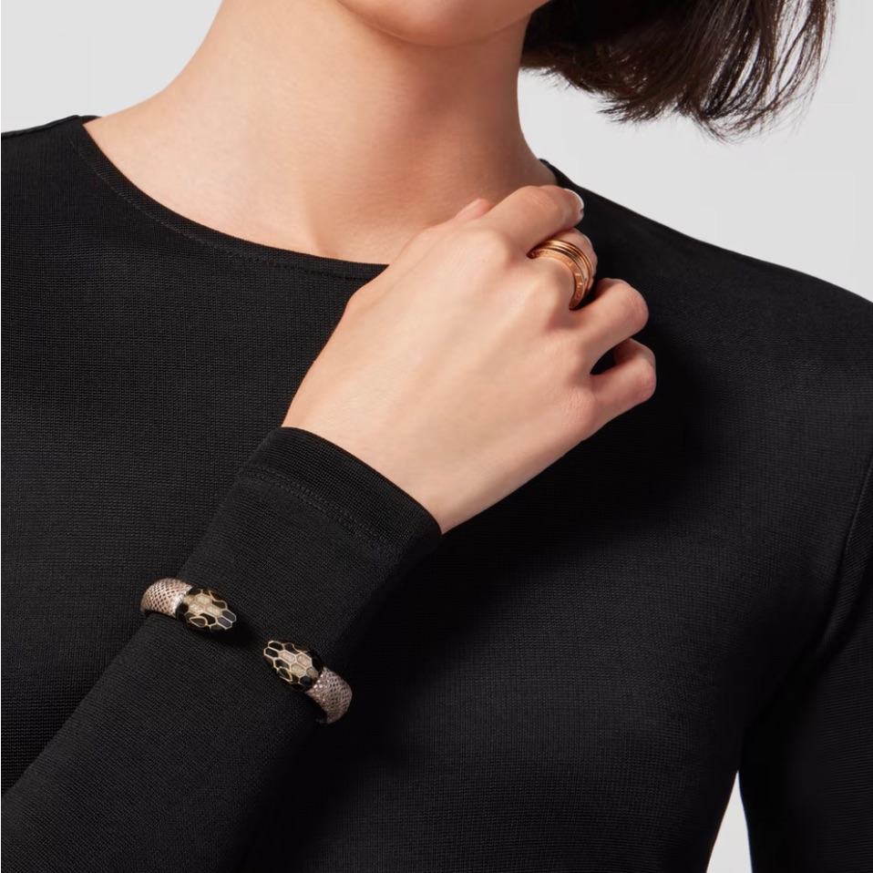 Rare Bvlgari Serpenti Bracelet In Black And Silver